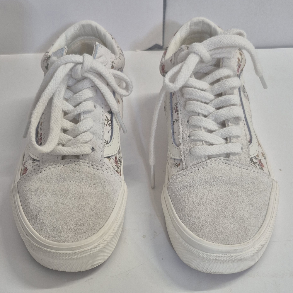 Vans Kids White Floral Suede Lace-Up Sneakers